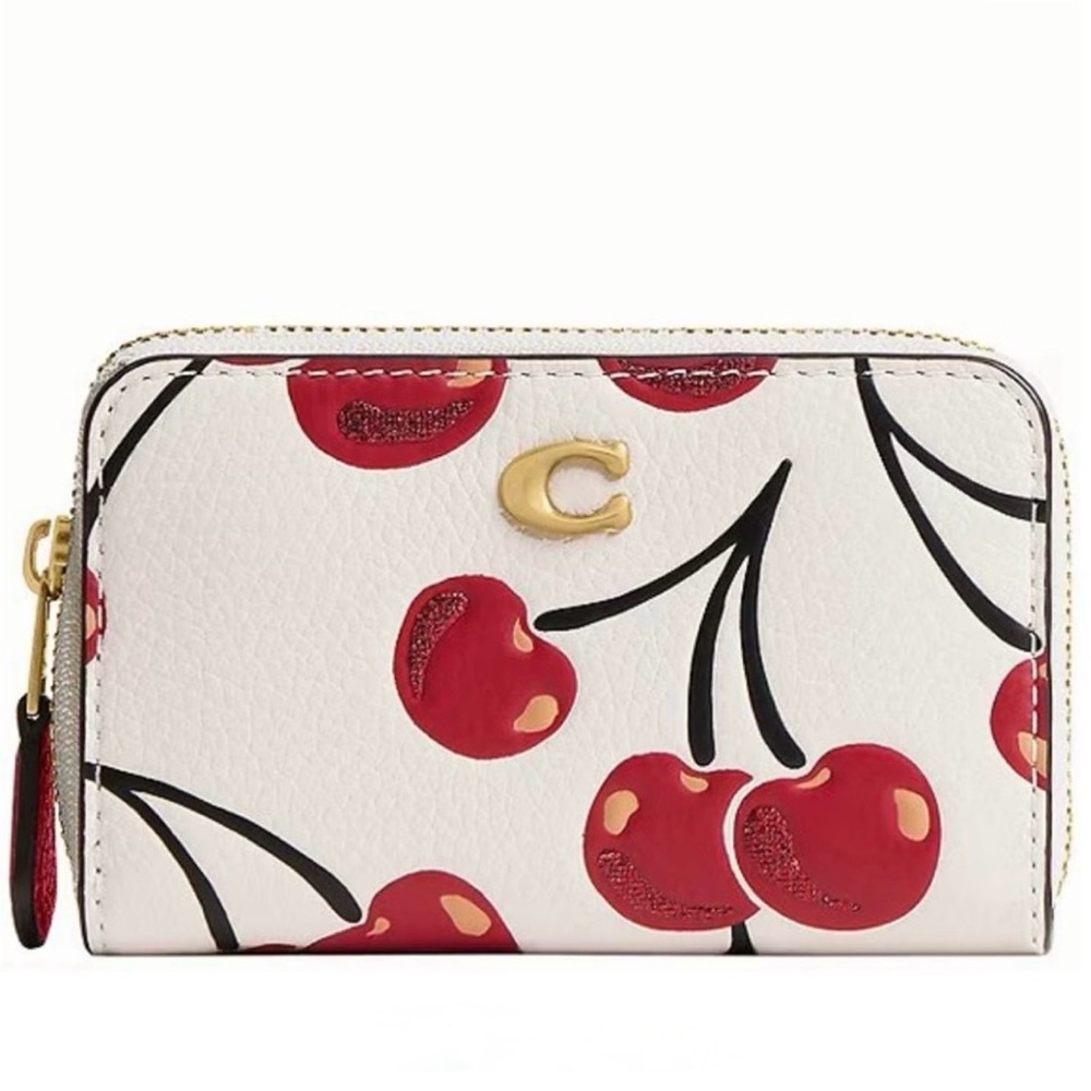 Coach Cherry Print Essential Small Zip Around Card Case